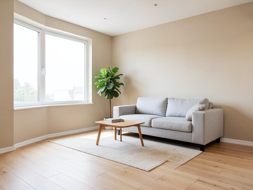 Salon lumineux d'un appartement témoin